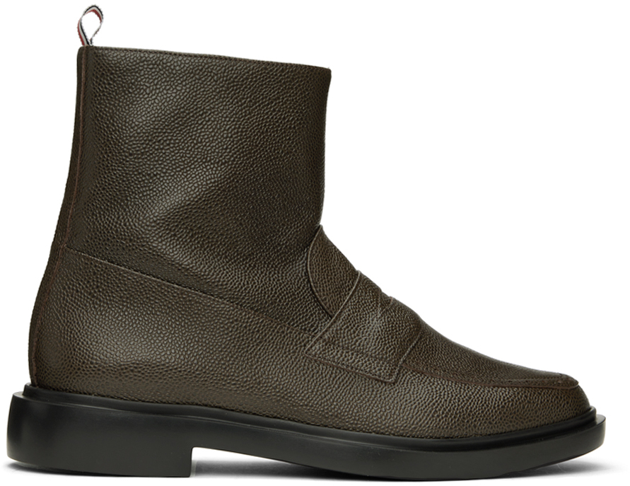 Thom Browne Brown Penny Loafer Boots In 205 Dark Brown