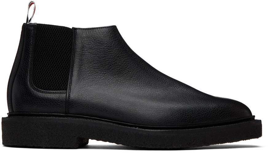 Shop Thom Browne Black Loop Chelsea Boots In 001 Black