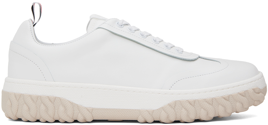 Shop Thom Browne White Field Sneakers In 100 White