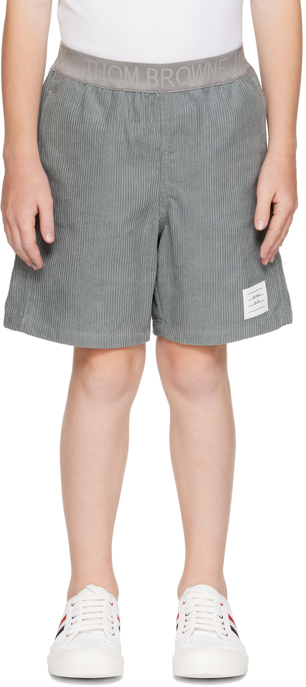 Shop Thom Browne Kids Gray Three-pocket Shorts In 035 Med Grey