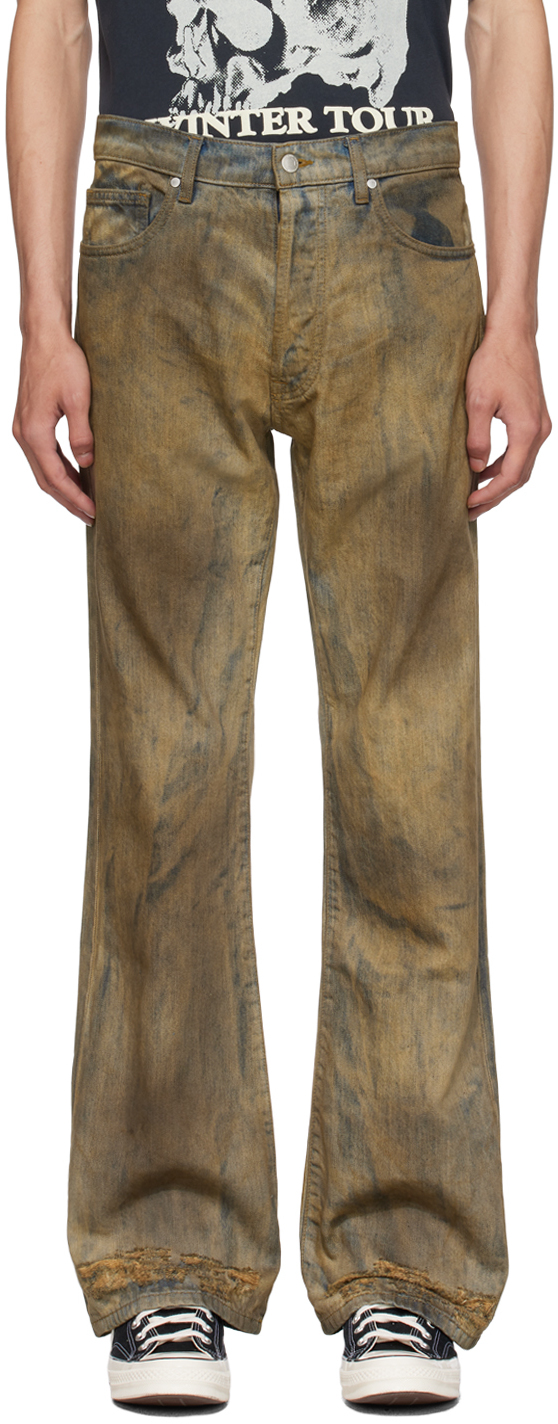 Brown & Blue Faded Jeans