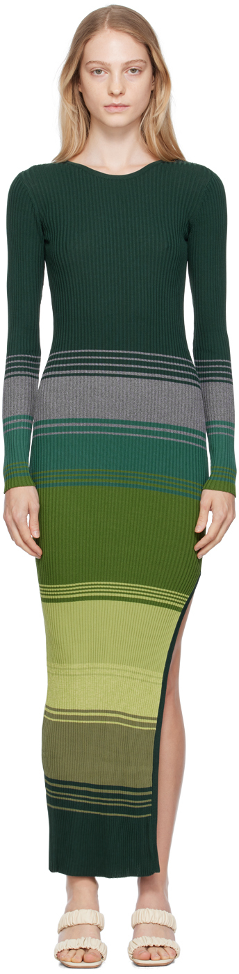 Staud: Green Edna Midi Dress | SSENSE Canada