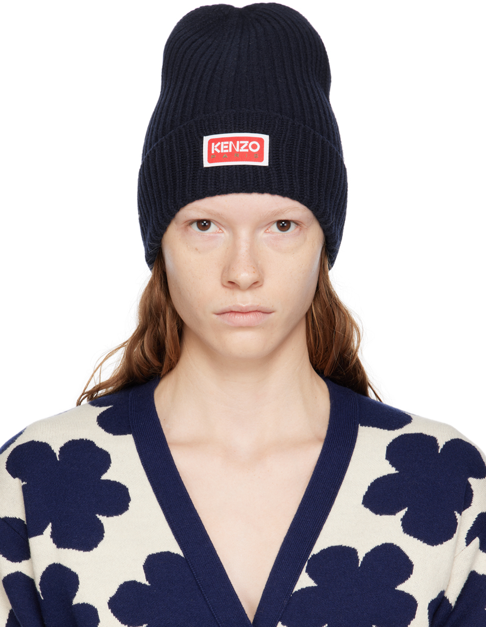 Kenzo hat in ribbed tricot wool with logo