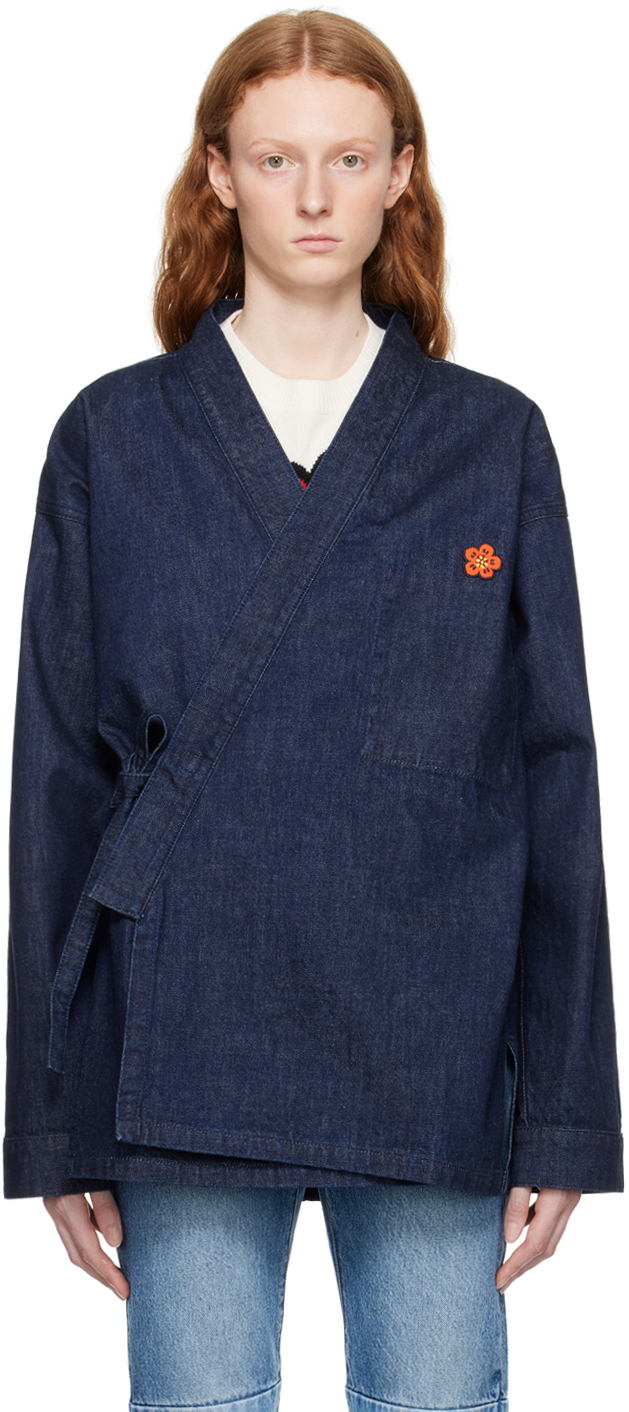 Kenzo Blue  Paris Boke Flower Denim Jacket In Rinse Blue Denim