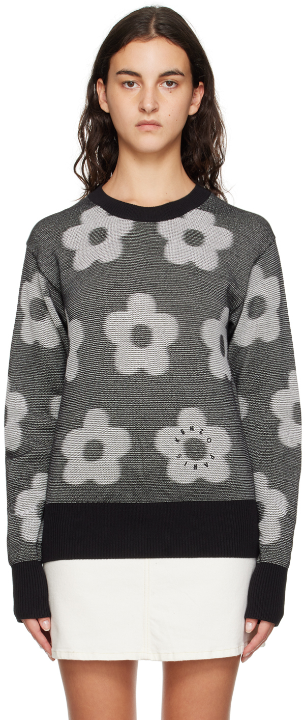 Shop Kenzo Black & White  Paris Flower Spot Sweater