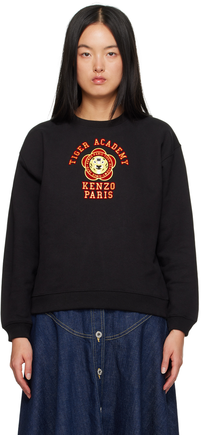 Shop Kenzo Black  Paris 'tiger Academy' Sweatshirt
