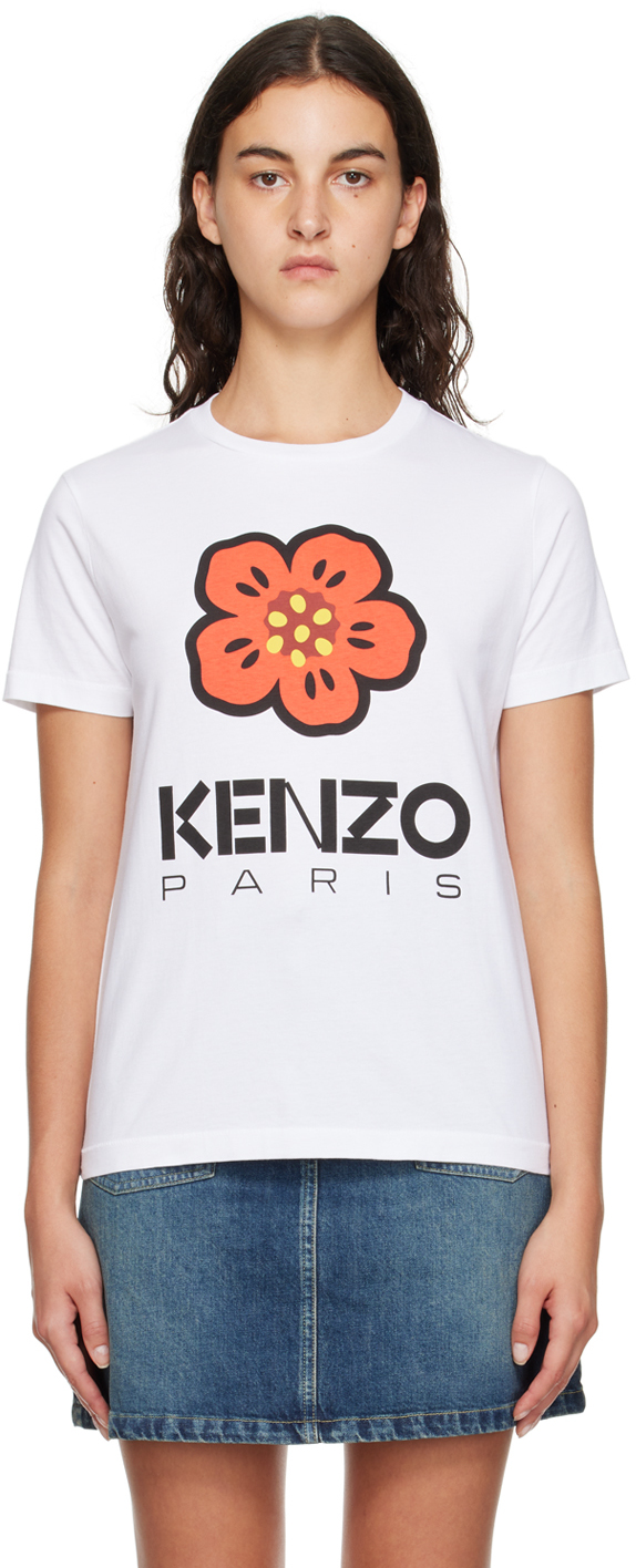 White Kenzo Paris Boke Flower T-Shirt