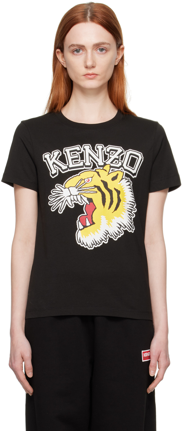Kenzo Tiger Varsity Jungle T-shirt Black Female In Noir