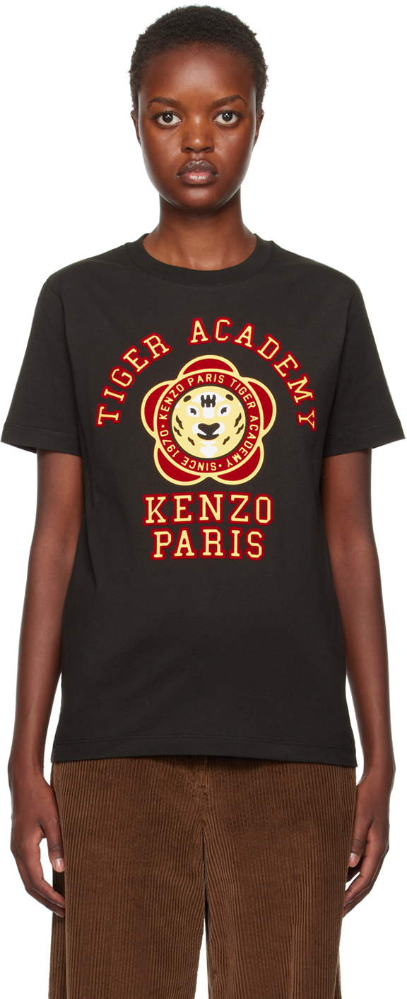 Shop Kenzo Black  Paris  Tiger Academy T-shirt