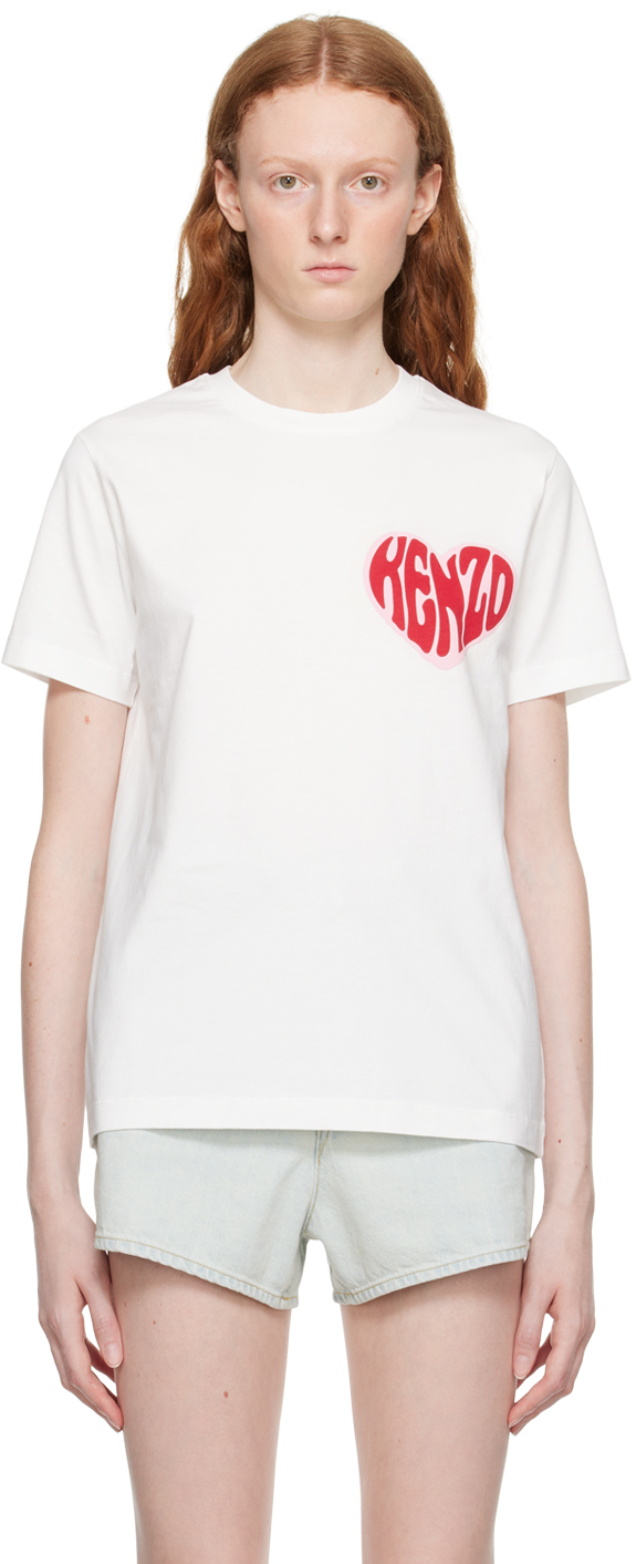 Kenzo Hearts Loose T-shirt In White