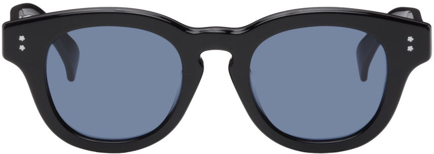 Kenzo Black  Paris Round Sunglasses In Shiny Black / Blue