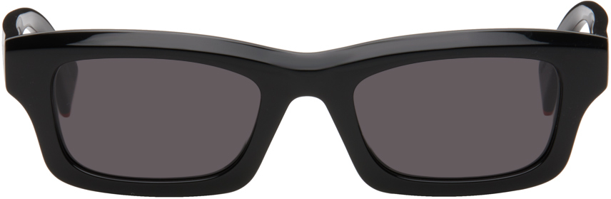 Kenzo Black Rectangular Sunglasses In Shiny Black/smoke