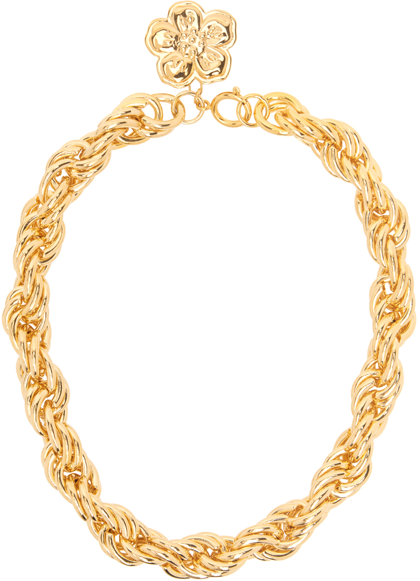 Kenzo Gold  Paris Boke Flower Necklace In Or - Gold