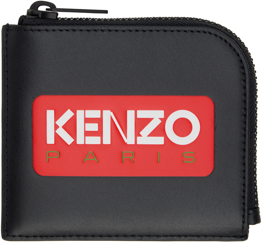 Kenzo Black  Paris Leather Wallet In 99 - Black