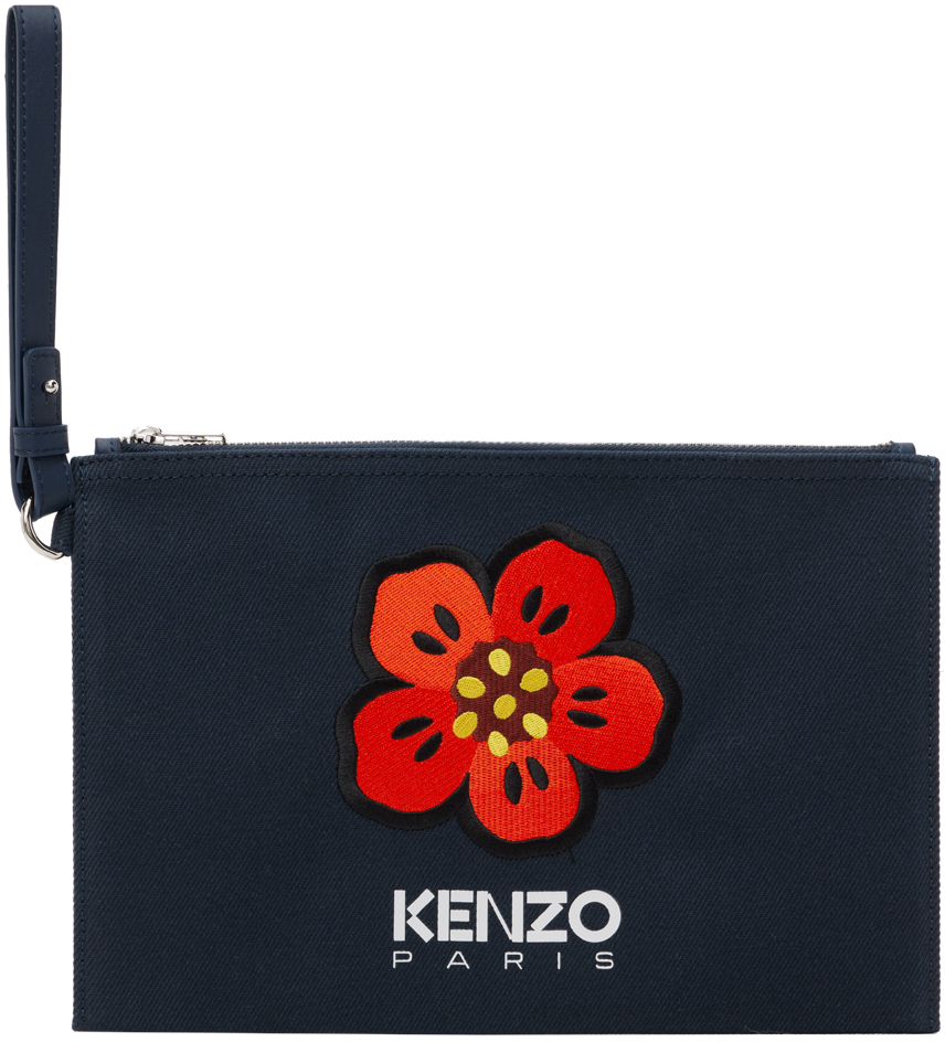 Kenzo Boke Flower Large Clutch In 76 - Navy Blue