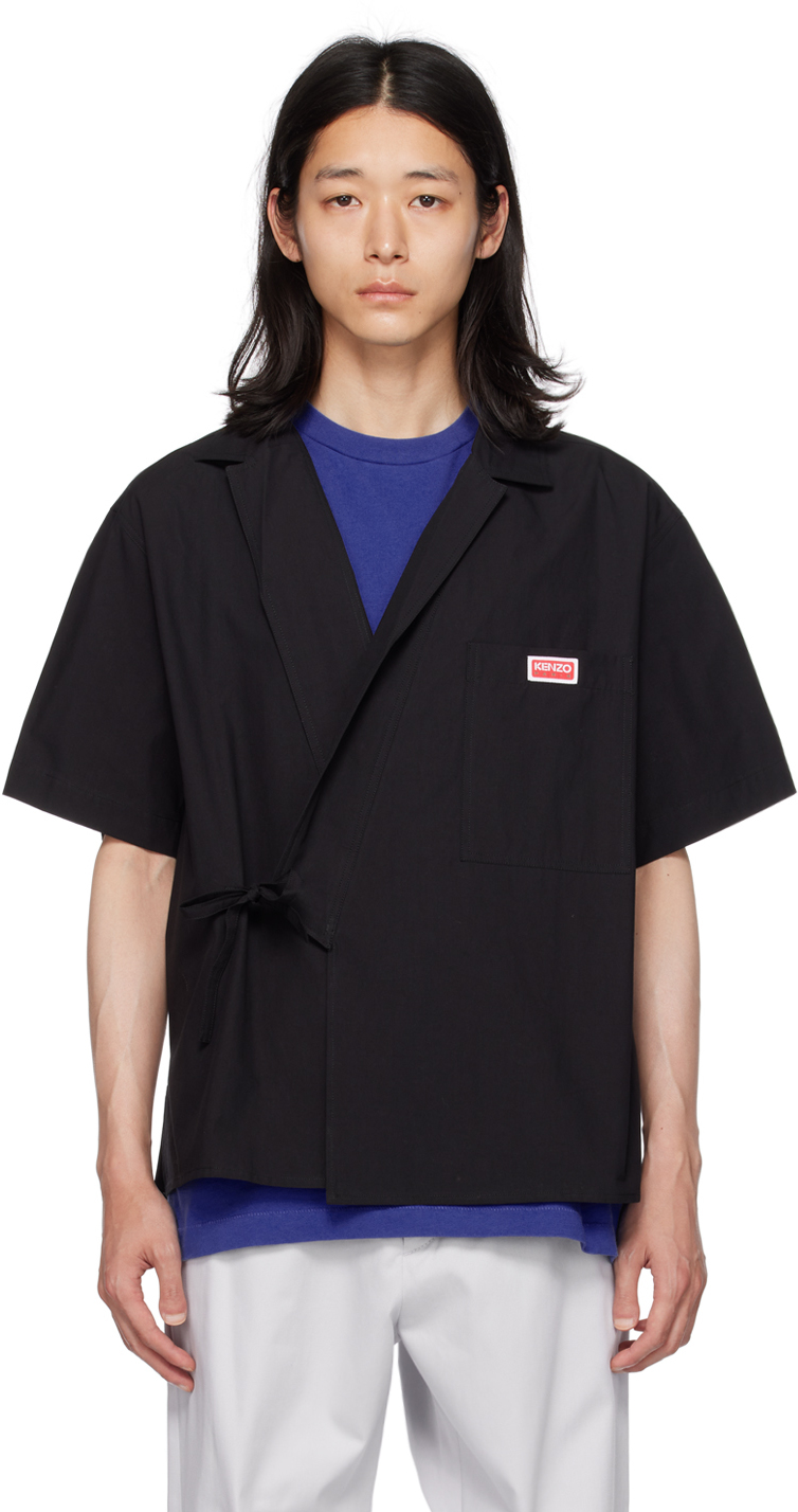 Shop Kenzo Black  Paris Wrap Shirt In 99 - Black
