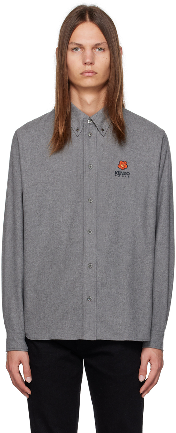 Kenzo Gray  Paris Boke Flower Shirt In 97 - Stone Grey