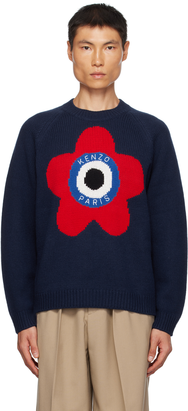 Kenzo: Navy Kenzo Paris 'Kenzo Target' Sweater | SSENSE
