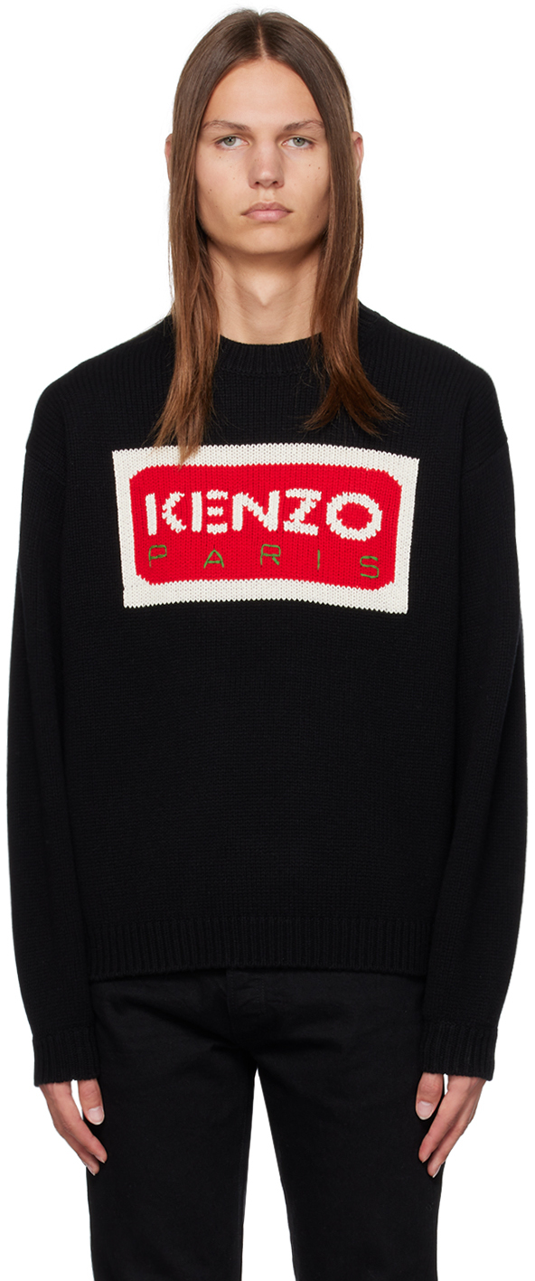 Shop Kenzo Black  Paris Crewneck Sweater In 99j - Black
