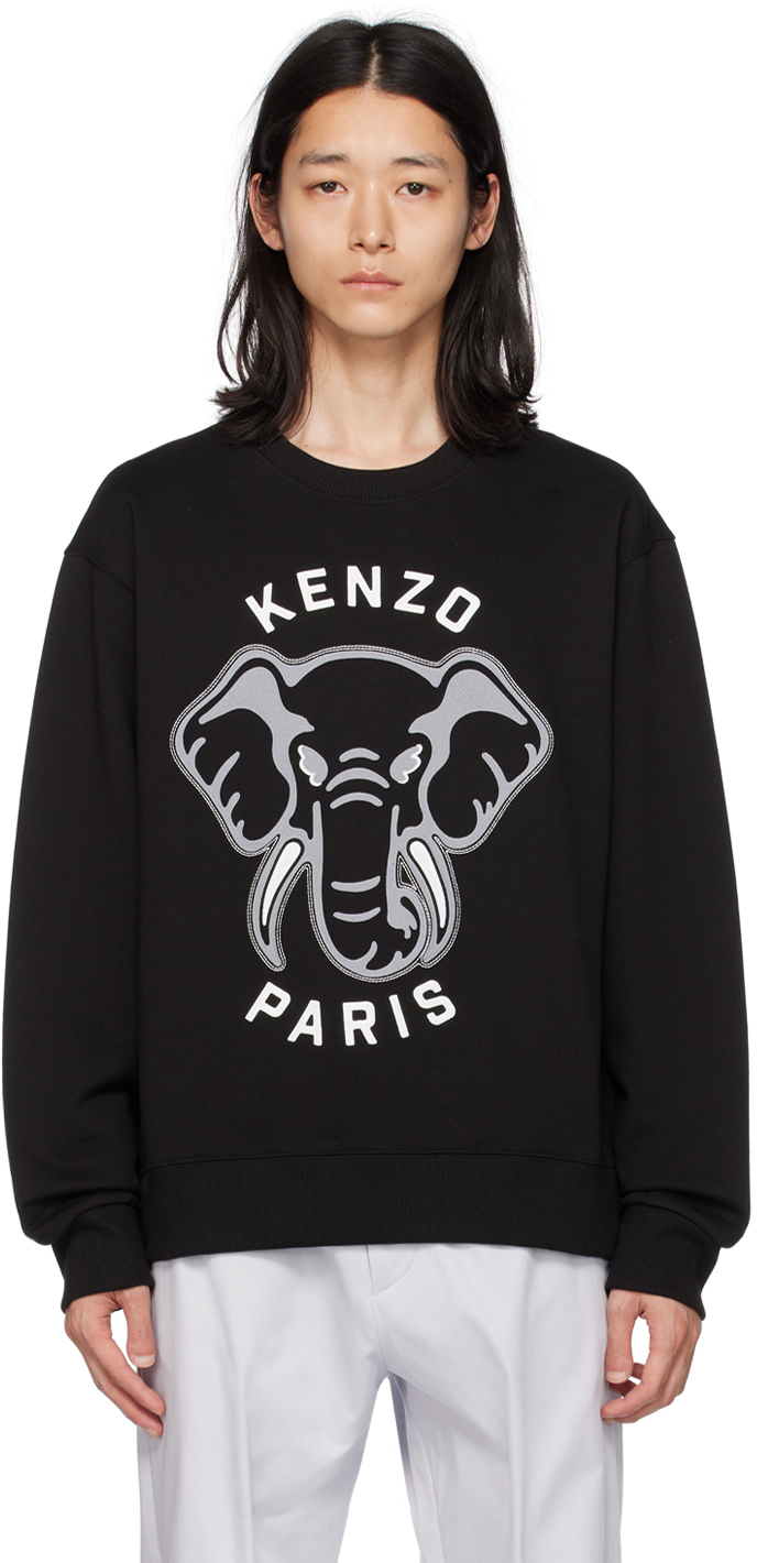 Kenzo Elephant Varsity Jungle Sweatshirt Black Mens