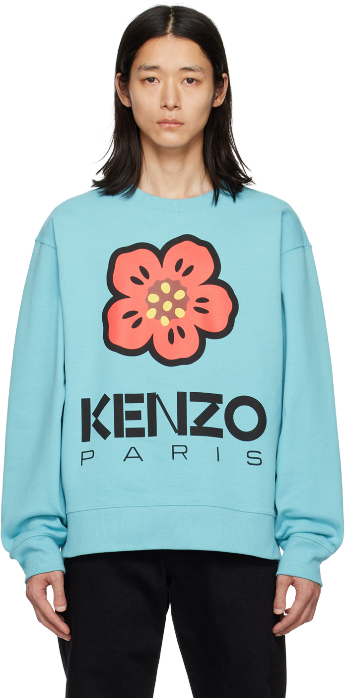 Kenzo Boke Flower Crewneck Sweatshirt In 69 - Cyan