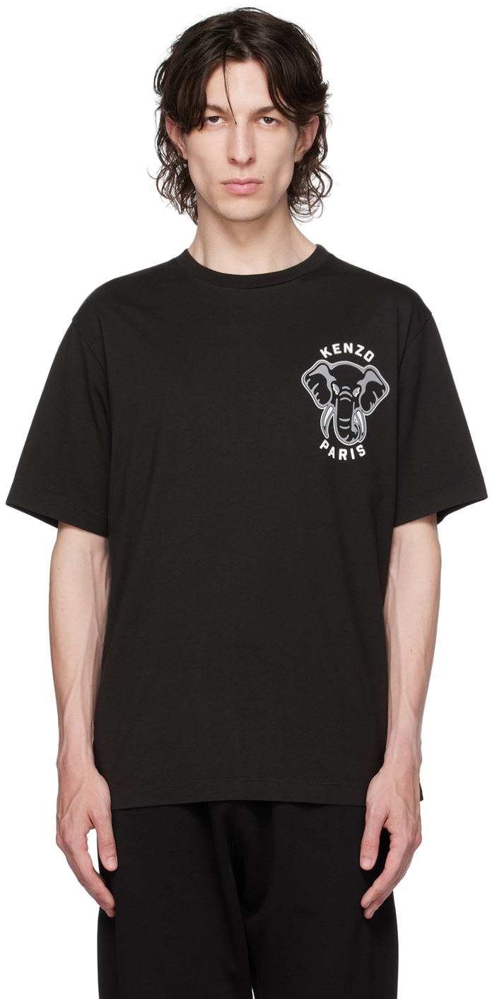 Kenzo: Black Kenzo Paris Varsity Jungle Elephant T-Shirt | SSENSE