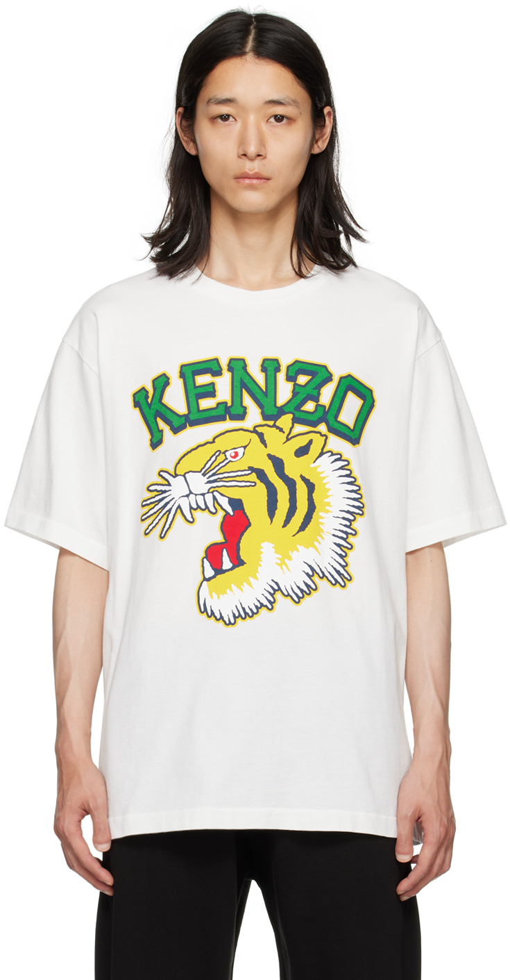 KENZO OFF-WHITE KENZO PARIS VARSITY JUNGLE TIGER T-SHIRT