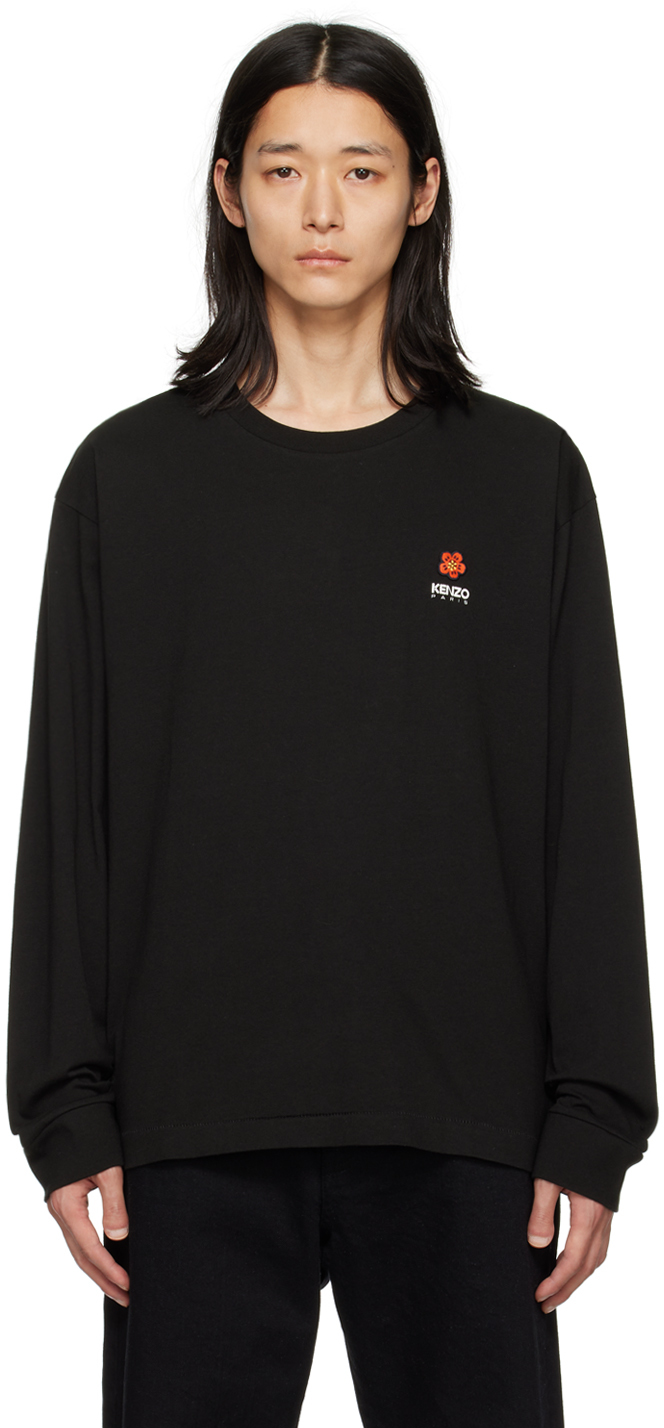 KENZO BLACK KENZO PARIS BOKE FLOWER LONG SLEEVE T-SHIRT