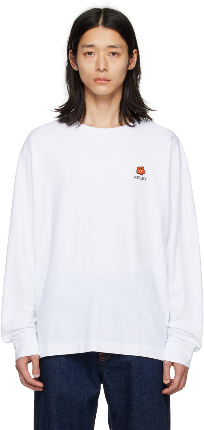 Kenzo White  Paris Boke Flower Long Sleeve T-shirt In 01 - White