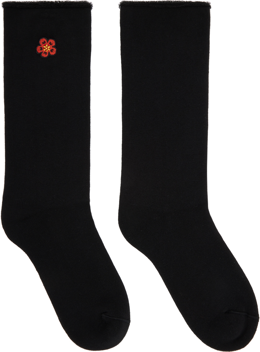 Kenzo Black  Paris Boke Flower Socks In 99j - Black