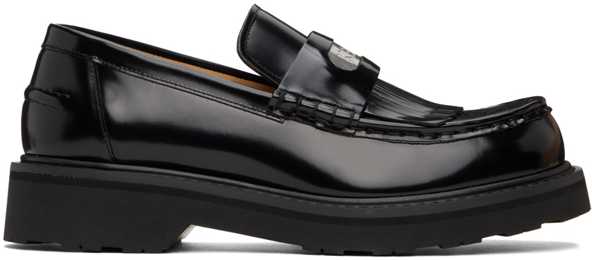 Kenzo Leather Smiile Penny Loafers In 99 - Black
