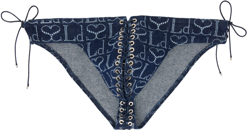 Indigo Monogram Bikini Top – ludovic de saint sernin