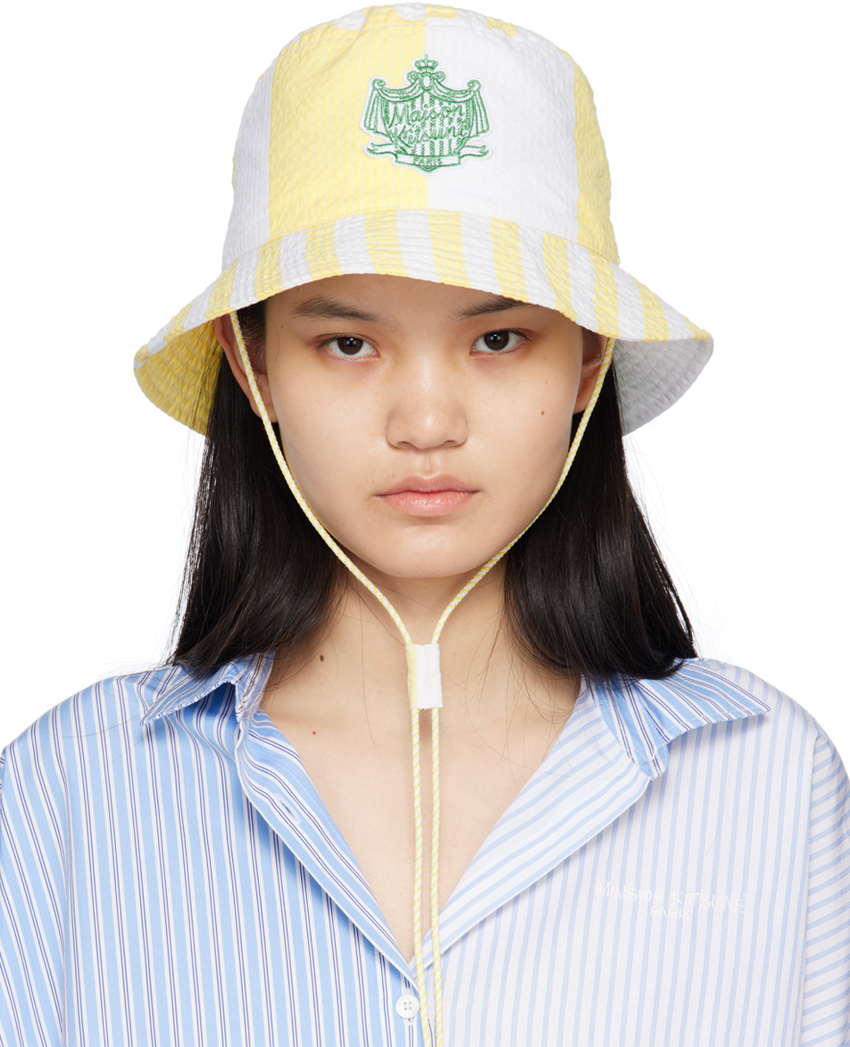 Yellow & White Hotel Olympia Edition Poolside Stripes Bucket Hat