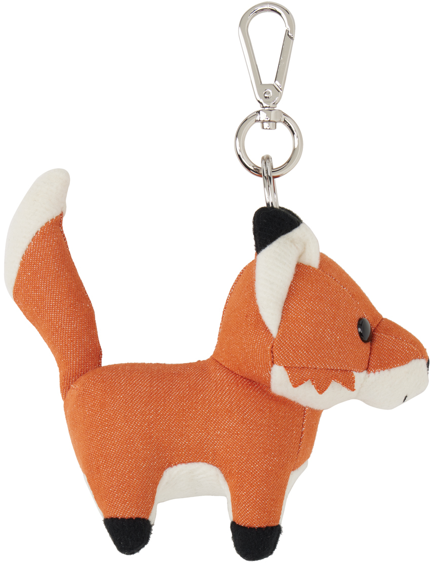 Orange & White Medium Fox Keychain by Maison Kitsuné on Sale