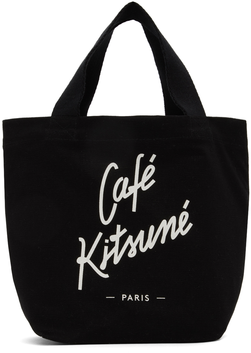 Black Mini 'Café Kitsuné' Tote by Maison Kitsuné on Sale