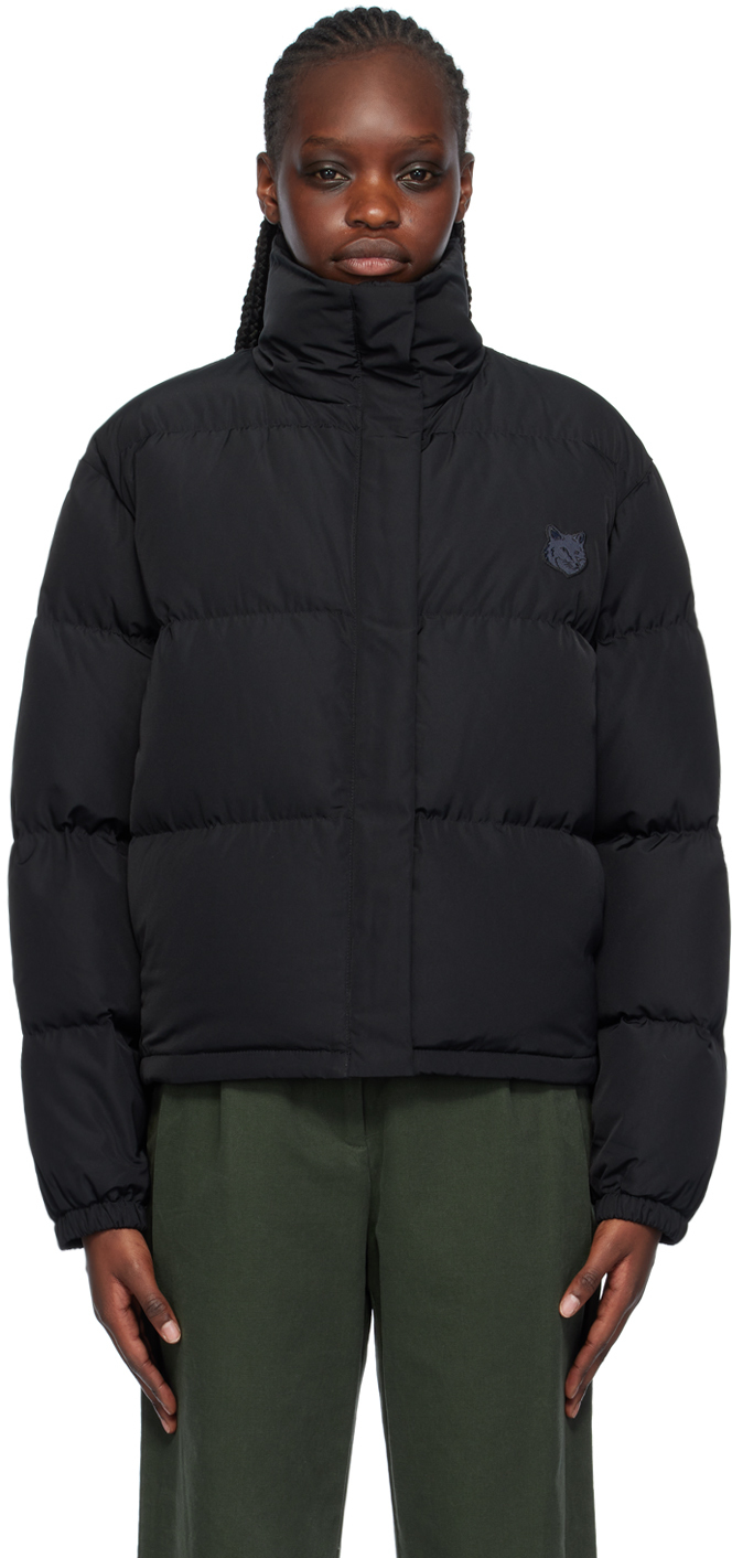 Maison Kitsuné Black Cropped Down Jacket