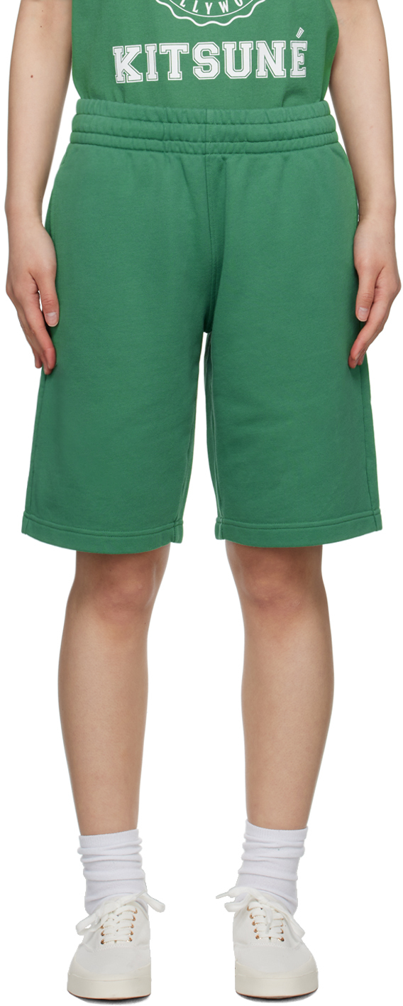 Maison Kitsuné Green Hotel Olympia Edition Crest Shorts In P376 Tropical Green