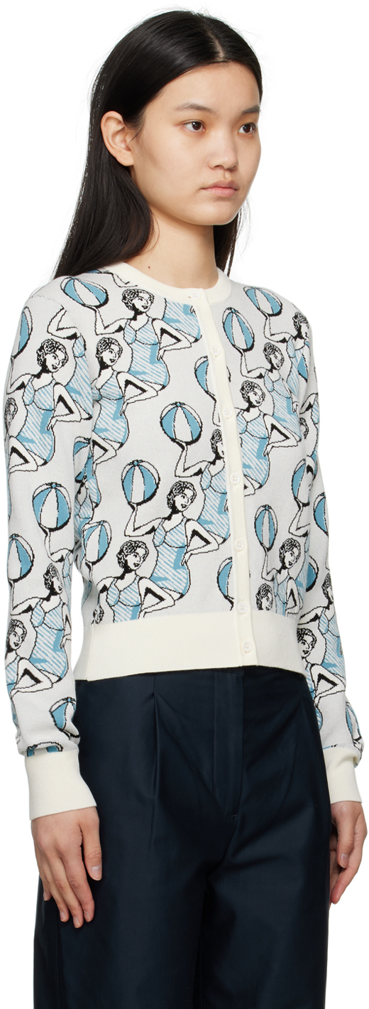 MAISON KITSUNÉ WHITE HOTEL OLYMPIA EDITION DANCING GIRLS CARDIGAN 