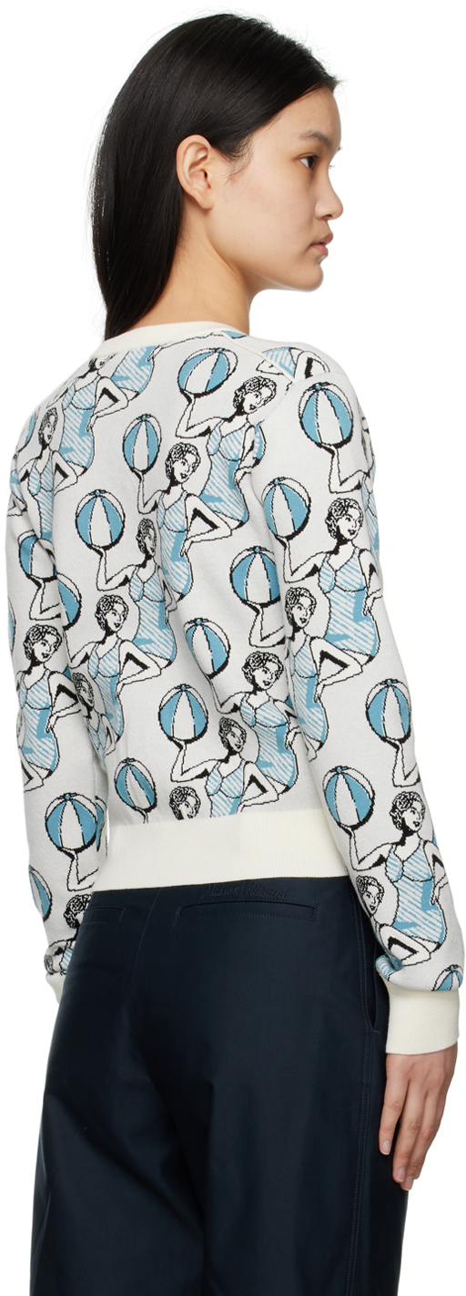 MAISON KITSUNÉ WHITE HOTEL OLYMPIA EDITION DANCING GIRLS CARDIGAN 