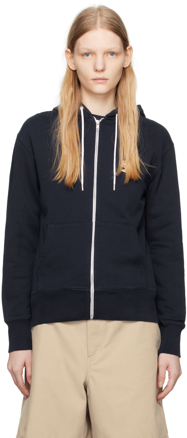 Maison Kitsuné: Navy Chillax Fox Hoodie | SSENSE Canada