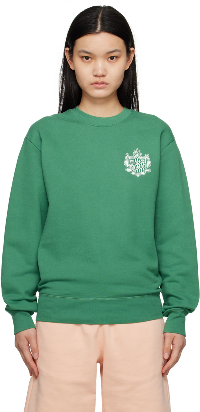 Maison Kitsuné Green Hotel Olympia Edition Crest Sweatshirt In P376 Tropical Green