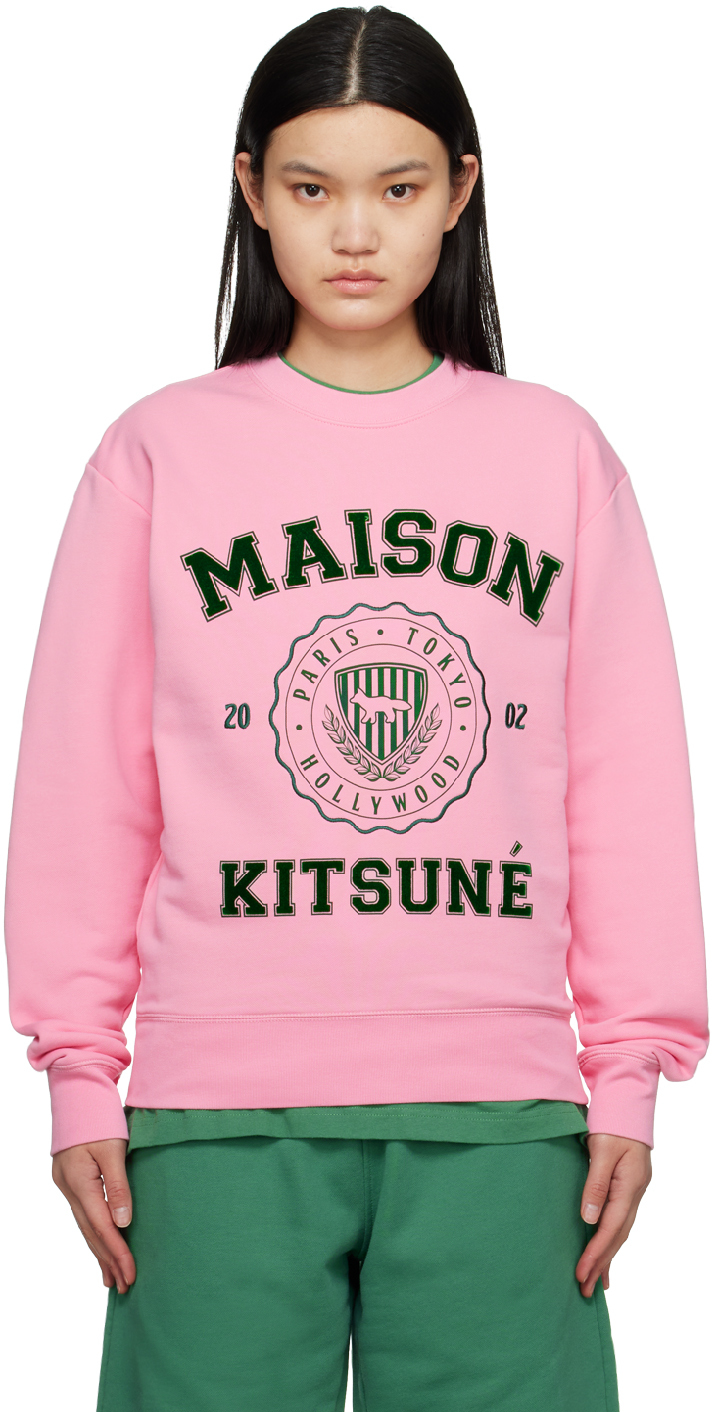 Shop Maison Kitsuné Pink Hotel Olympia Edition Varsity Sweatshirt In P622 Strawberry