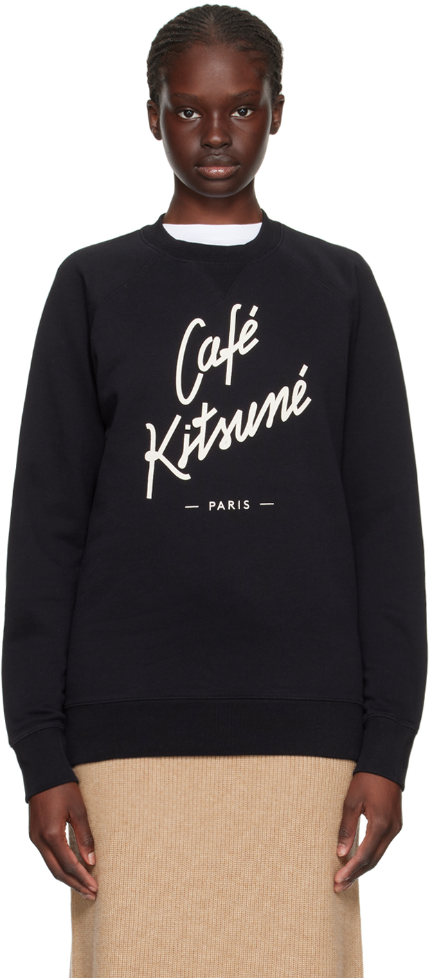 Black 'Café Kitsuné' Sweatshirt by Maison Kitsuné on Sale