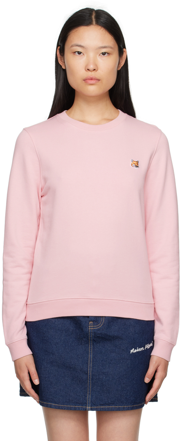 MAISON KITSUNÉ ダブルフォックスヘッド スウェット ピンク ボールド フォックス ヘッド フリース オーバーサイズ ポロ