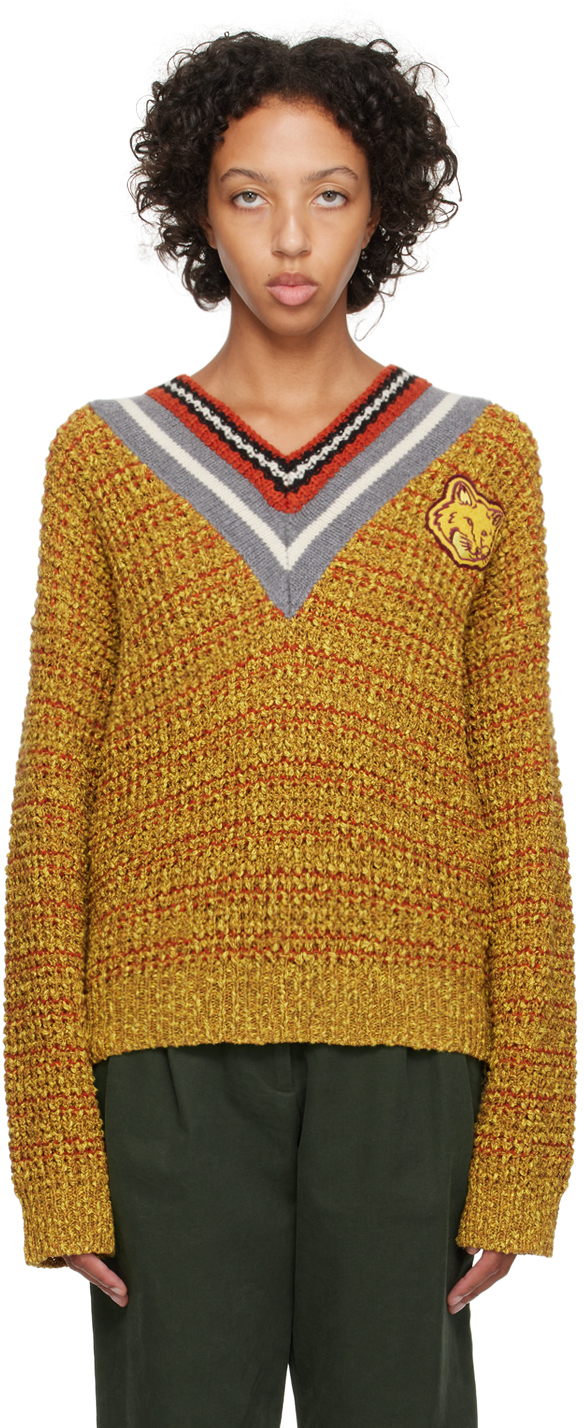 Maison Kitsuné Yellow Bold Fox Head Sweater
