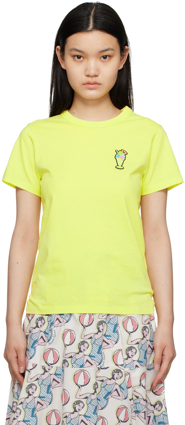 Maison Kitsuné Yellow Hotel Olympia Edition Ice Cream T-shirt In P725 Lemon