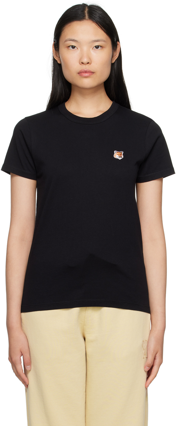 Black Fox Head T-Shirt by Maison Kitsuné on Sale