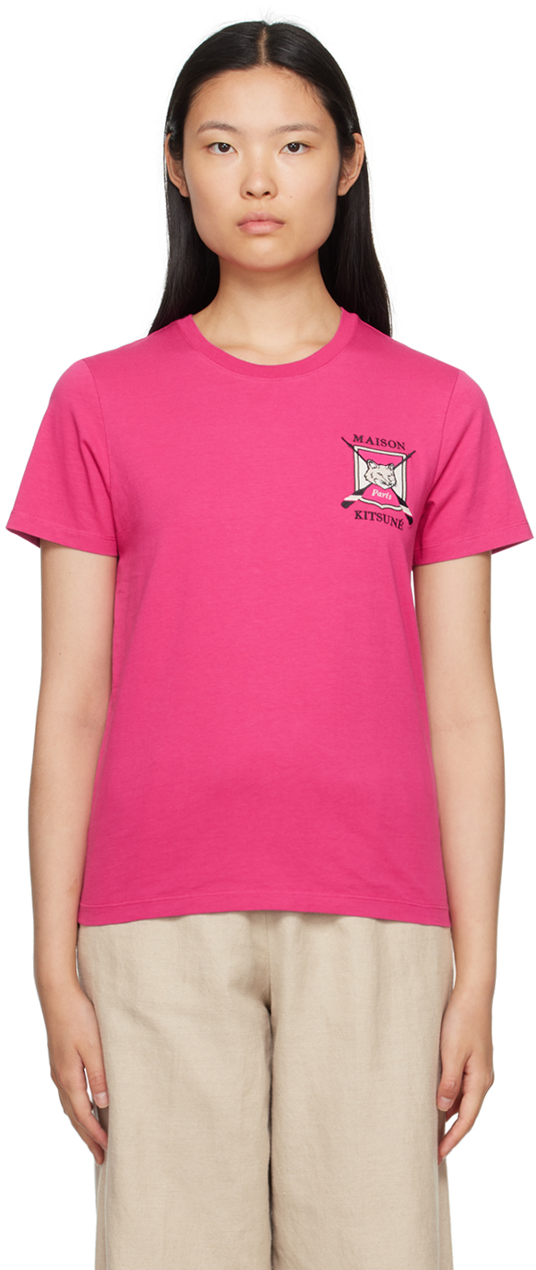 Maison Kitsuné Pink College Fox T-Shirt