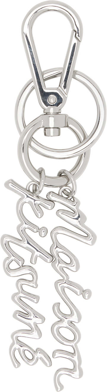 Maison Kitsuné Silver Handwriting Keychain In P900 Silver