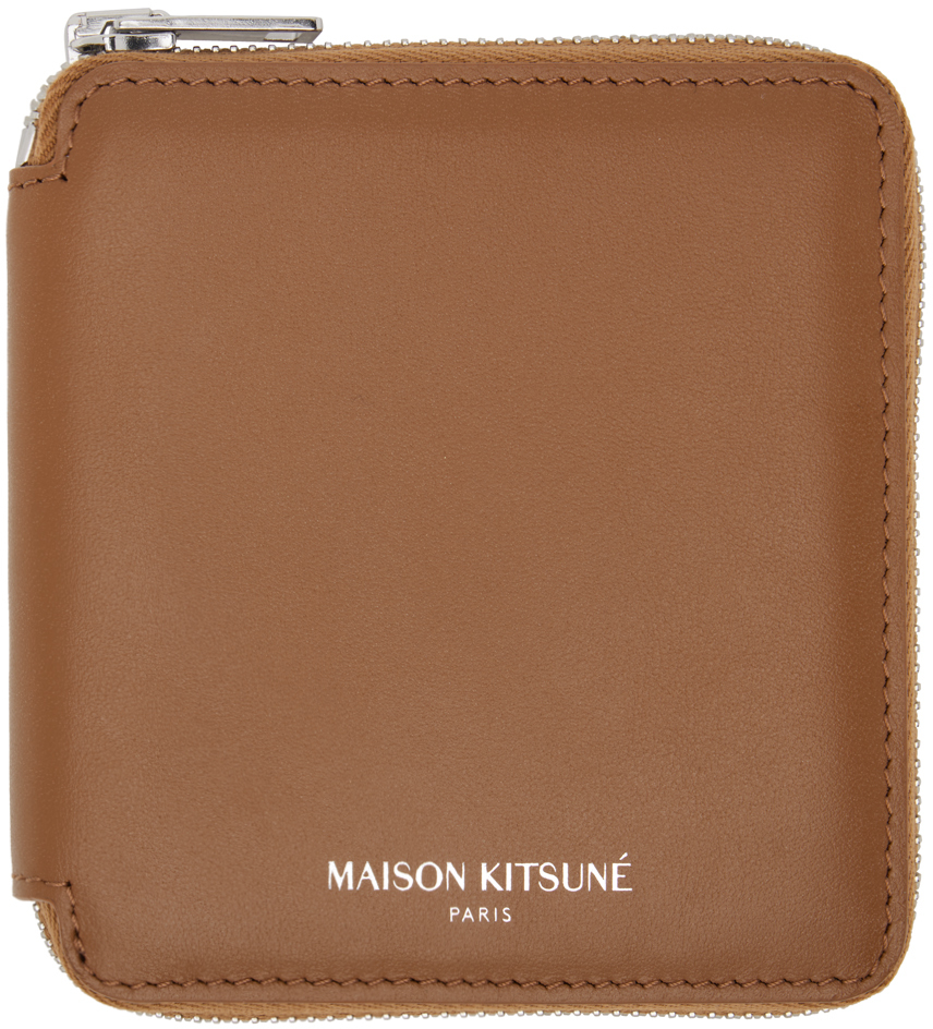 Maison Kitsuné: Brown Square Zipped Wallet | SSENSE